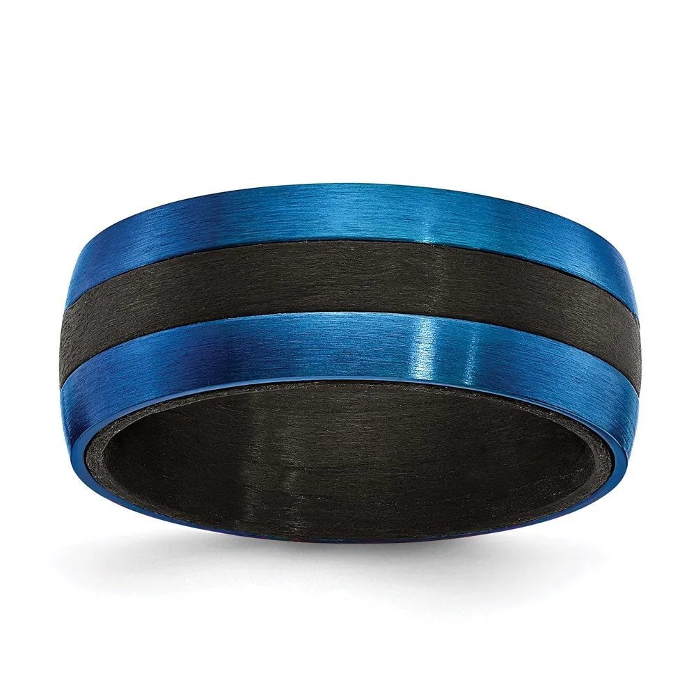 Black Carbon Fiber with Brushed Blue IP-plated Stainless Steel 8mm Band | SR671 