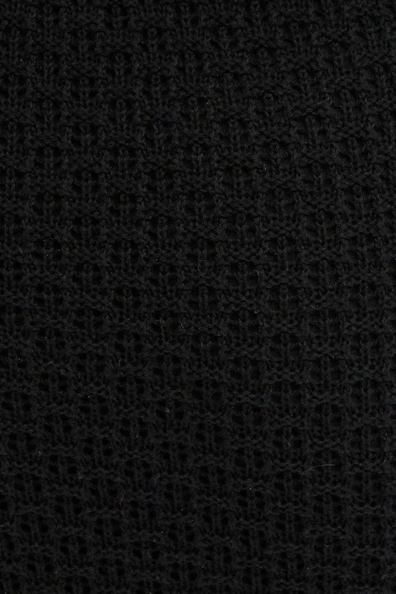 Black Knit Skirt Midi Crochet