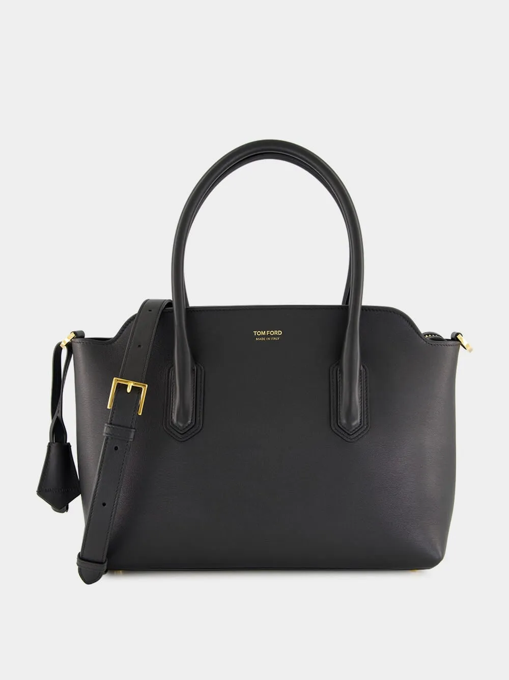 Black Medium Grain Leather Handbag