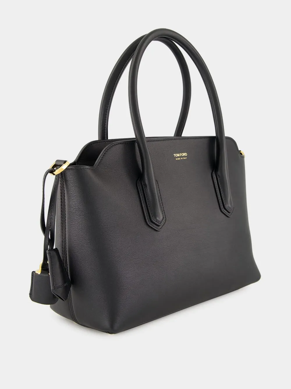 Black Medium Grain Leather Handbag