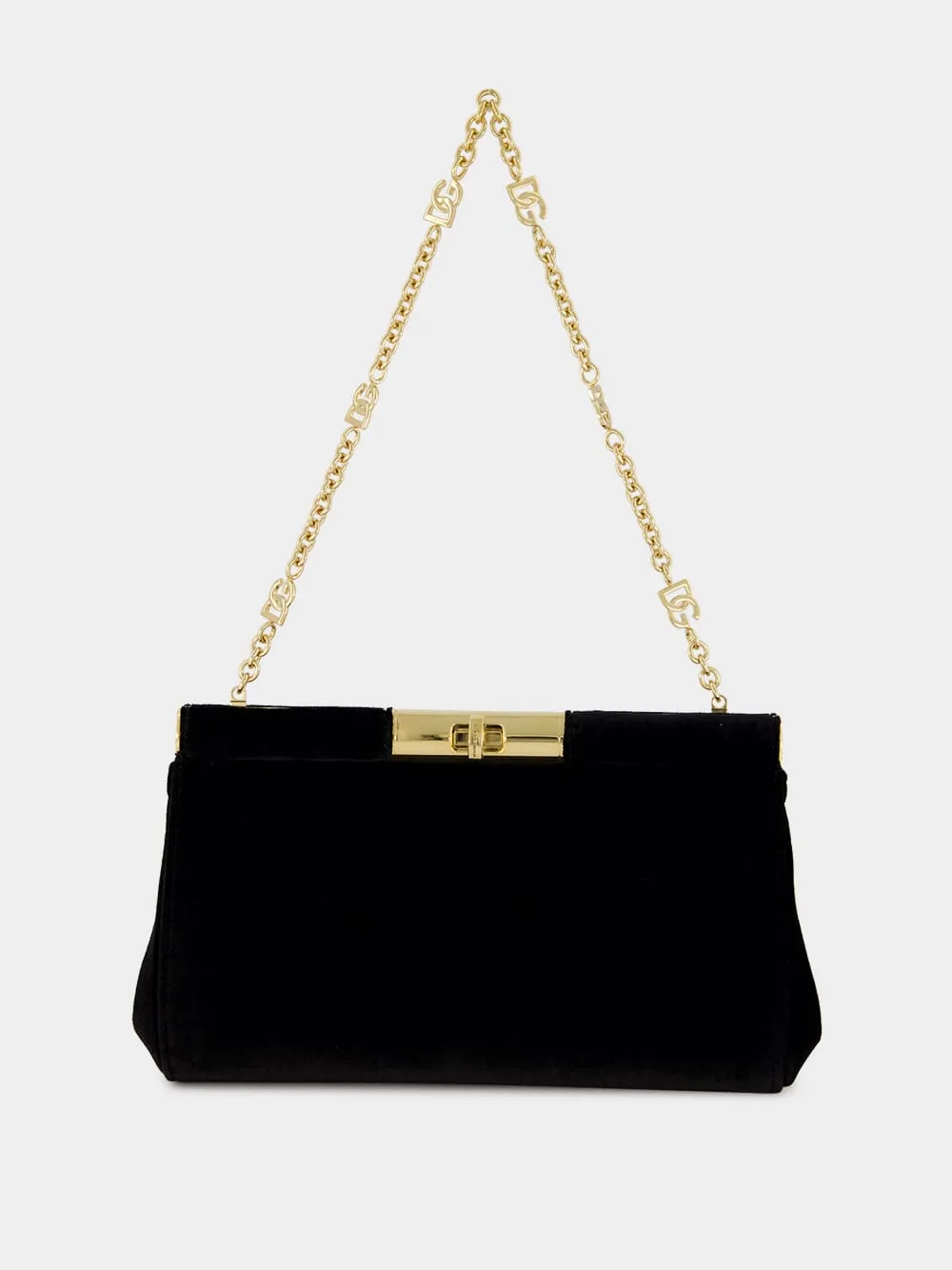 Black Medium Marlene Velvet Shoulder Bag