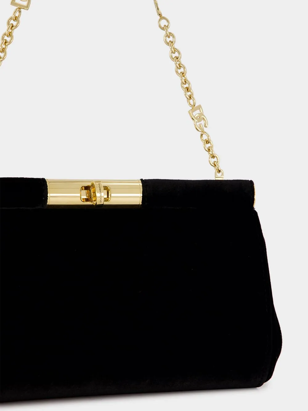 Black Medium Marlene Velvet Shoulder Bag