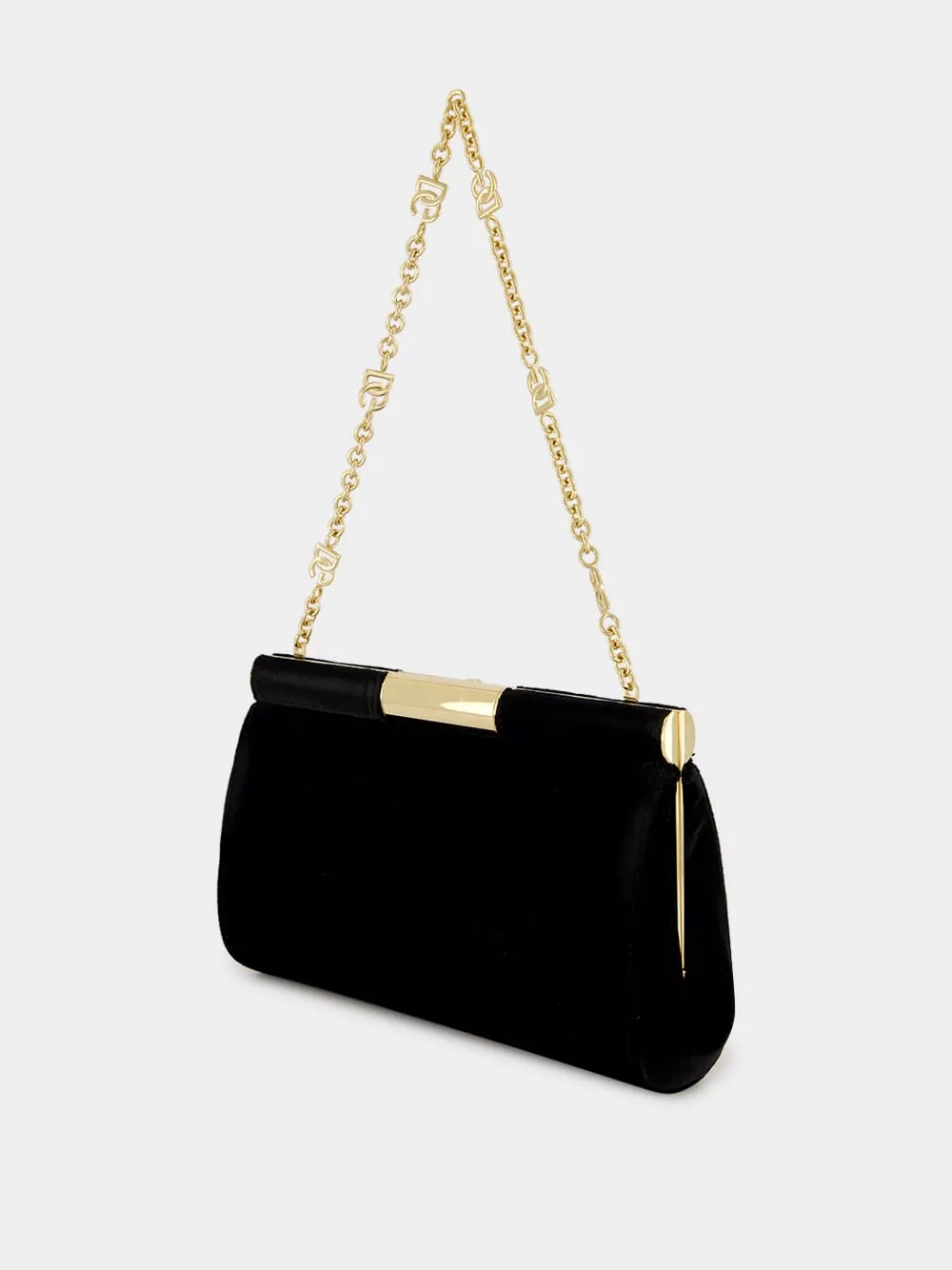 Black Medium Marlene Velvet Shoulder Bag
