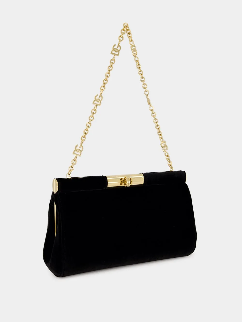 Black Medium Marlene Velvet Shoulder Bag