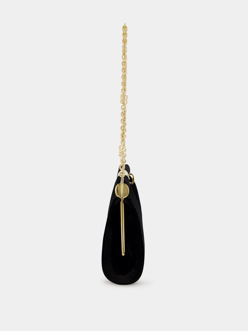 Black Medium Marlene Velvet Shoulder Bag