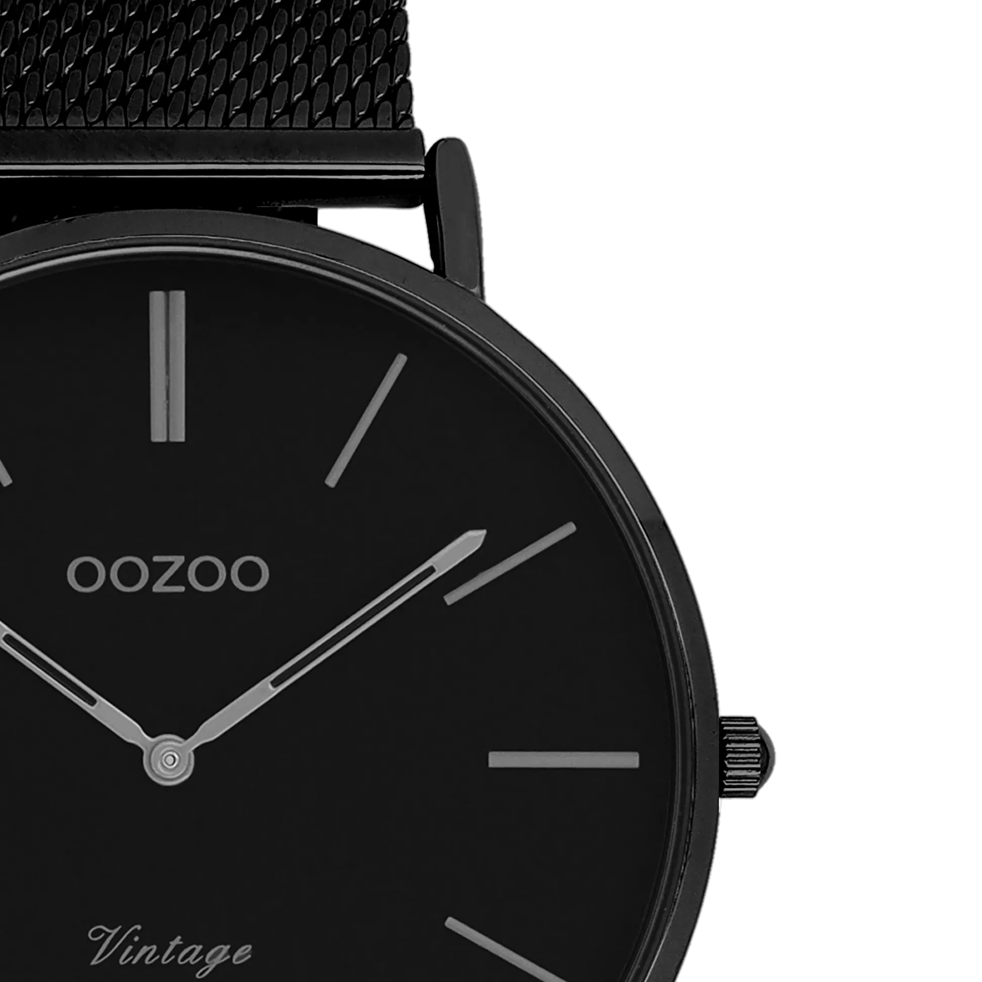 Black OOZOO watch with metal mesh bracelet - C9933