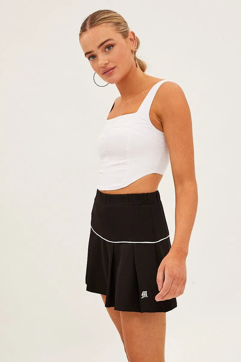 Black Pleated Tennis Mini Skort Skirt,skirt,denim skirt,mini skirt,maxi skirt,jean skirt,skort,tennis skirt,pleated skirt,pencil skirt,bubble skirt,plisse skirt,fitted skirt,midi skirt,short skirt,short mini skirt,leather skirt,a line skirt