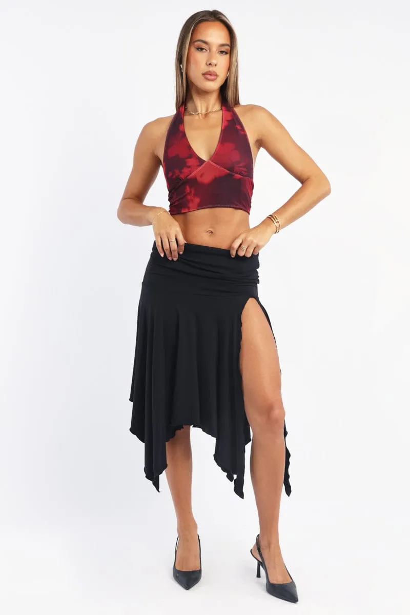 Black Scarf Hem Skirt High Rise Midi Asymm Supersoft,skirt,denim skirt,mini skirt,maxi skirt,jean skirt,skort,tennis skirt,pleated skirt,pencil skirt,bubble skirt,plisse skirt,fitted skirt,midi skirt,short skirt,short mini skirt,leather skirt,a line skirt