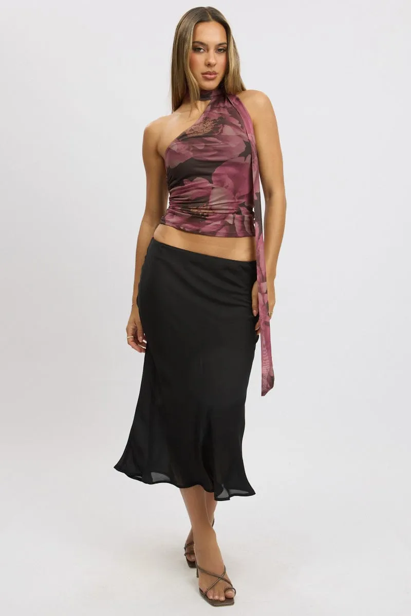 Black Slip Skirt High Rise Midi Picot Trim,skirt,denim skirt,mini skirt,maxi skirt,jean skirt,skort,tennis skirt,pleated skirt,pencil skirt,bubble skirt,plisse skirt,fitted skirt,midi skirt,short skirt,short mini skirt,leather skirt,a line skirt,Split skir