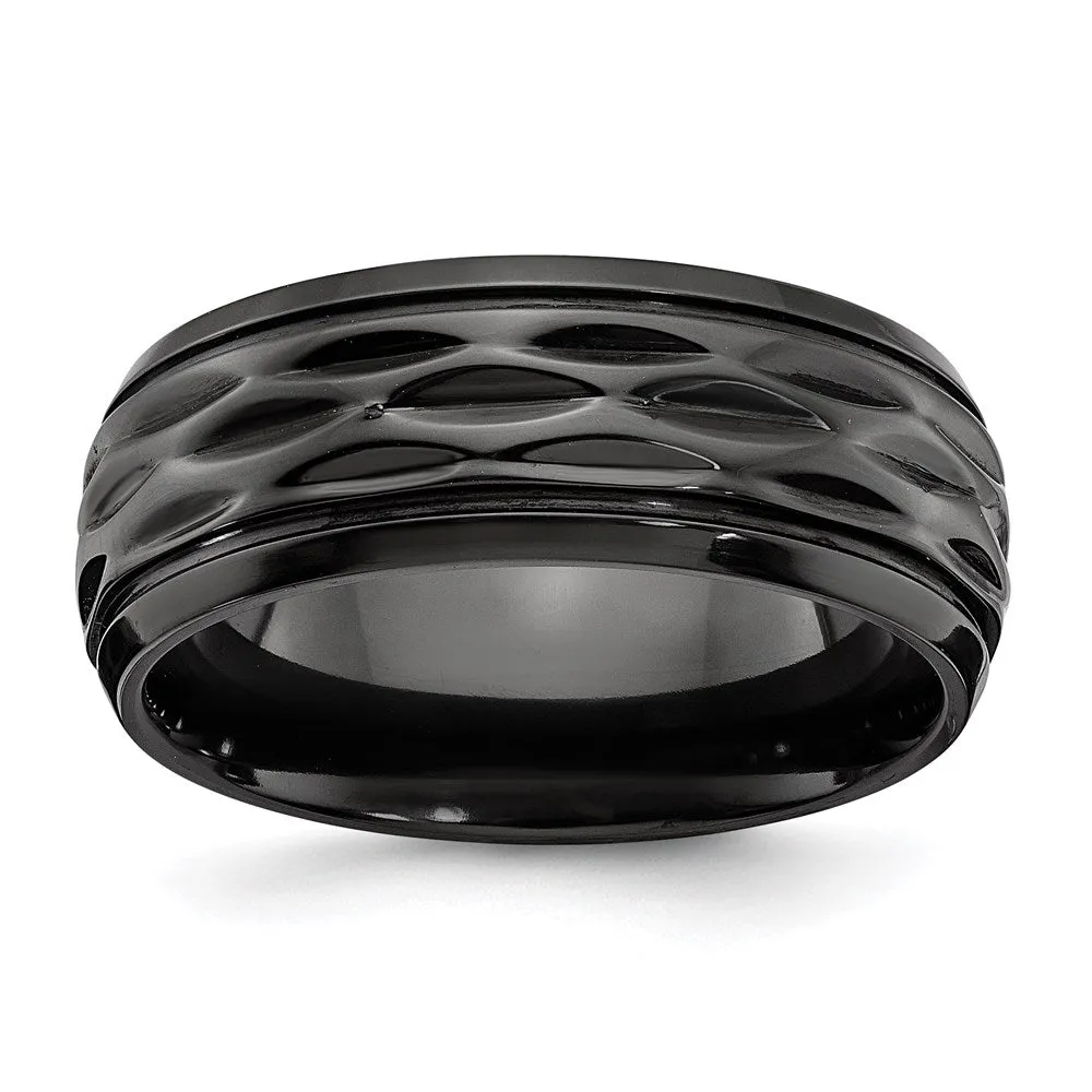 Black Zirconium Polished and D/C 8mm Band | ZCR104 
