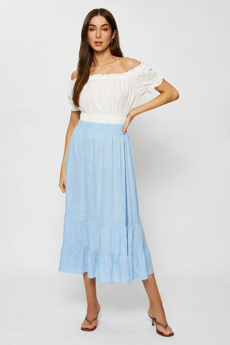 Blue Midi Skirt High Rise,skirt,denim skirt,mini skirt,maxi skirt,jean skirt,skort,tennis skirt,pleated skirt,pencil skirt,bubble skirt,plisse skirt,fitted skirt,midi skirt,short skirt,short mini skirt,leather skirt,a line skirt,Split skirt