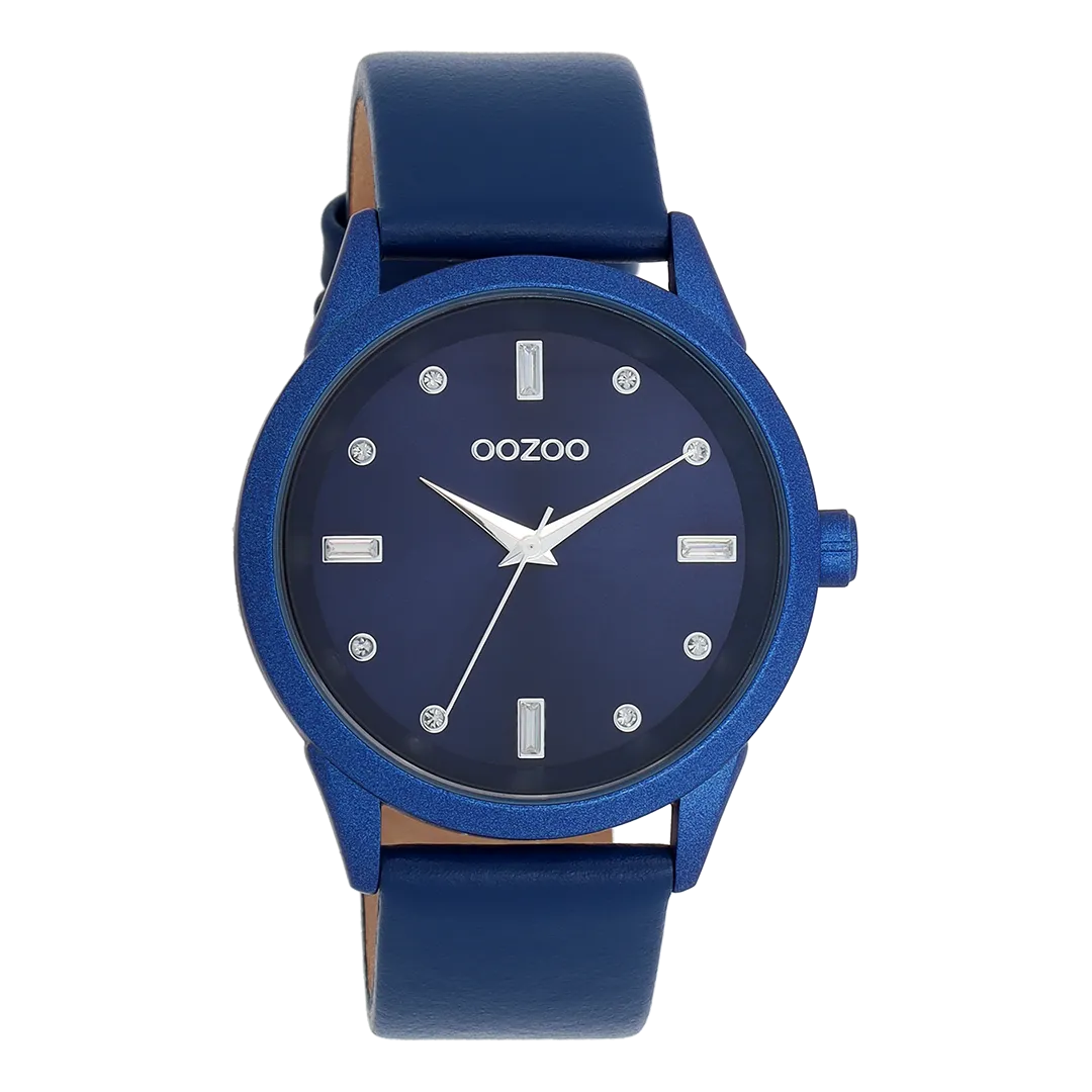 Blue OOZOO watch with leather strap - C11288