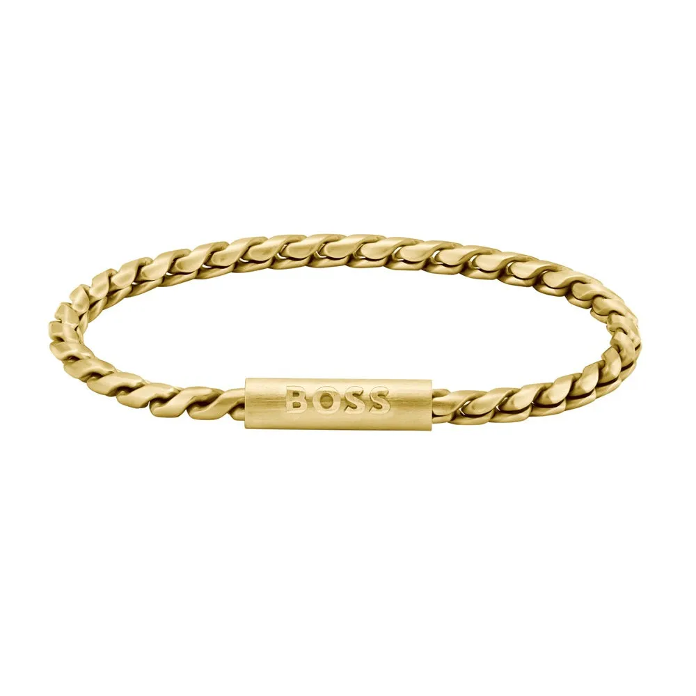 Boss Jewellery Doran Yellow Gold Plated Mens Bracelet 1580696 