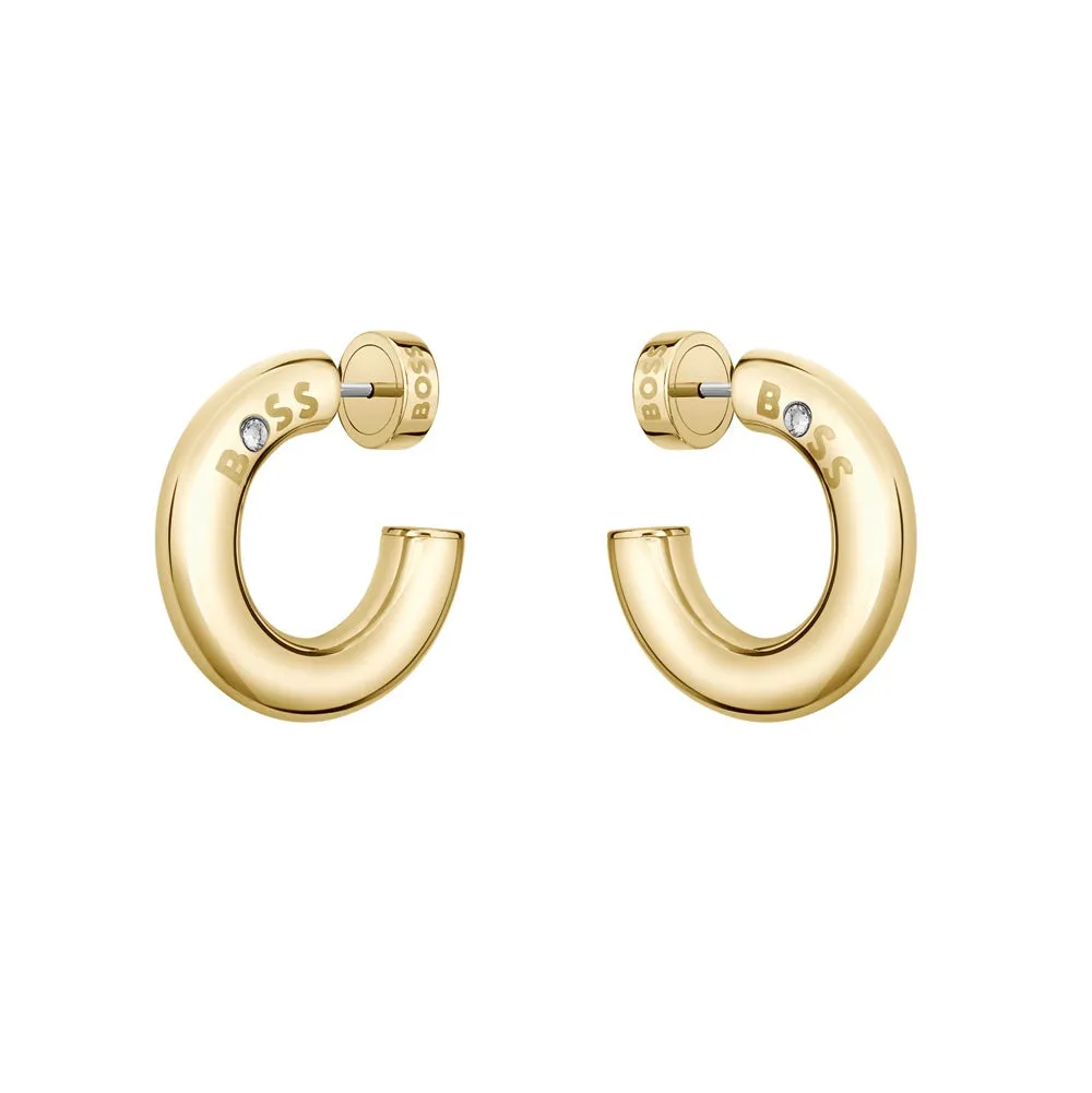 Boss Jewellery Live Gold Plated Ladies Hoop Earrings 1580690 