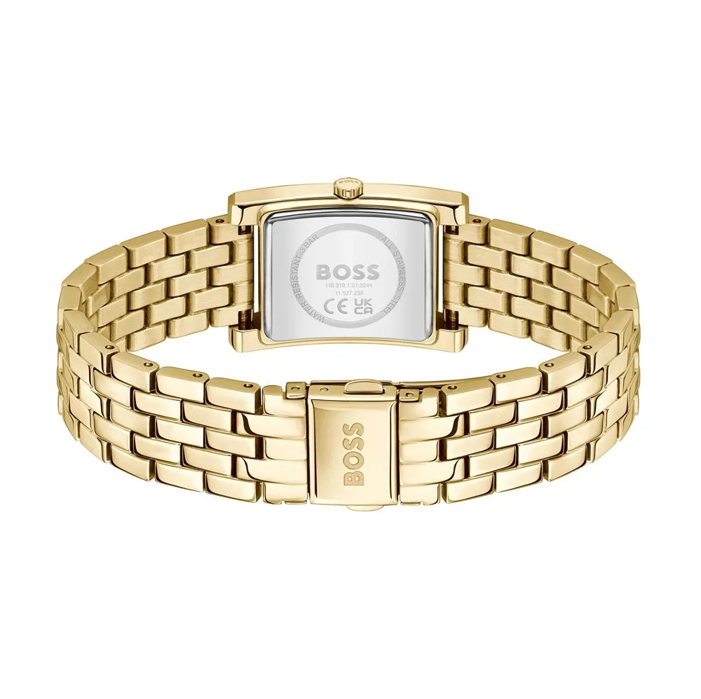 BOSS Watches Lucy Green Dial Gold Plated Ladies Watch 1502785