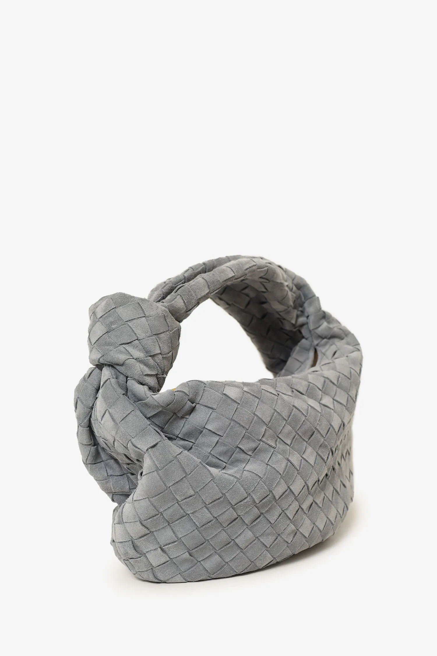 Bottega Veneta Grey Suede Intrecciato Leather Teen Jodie