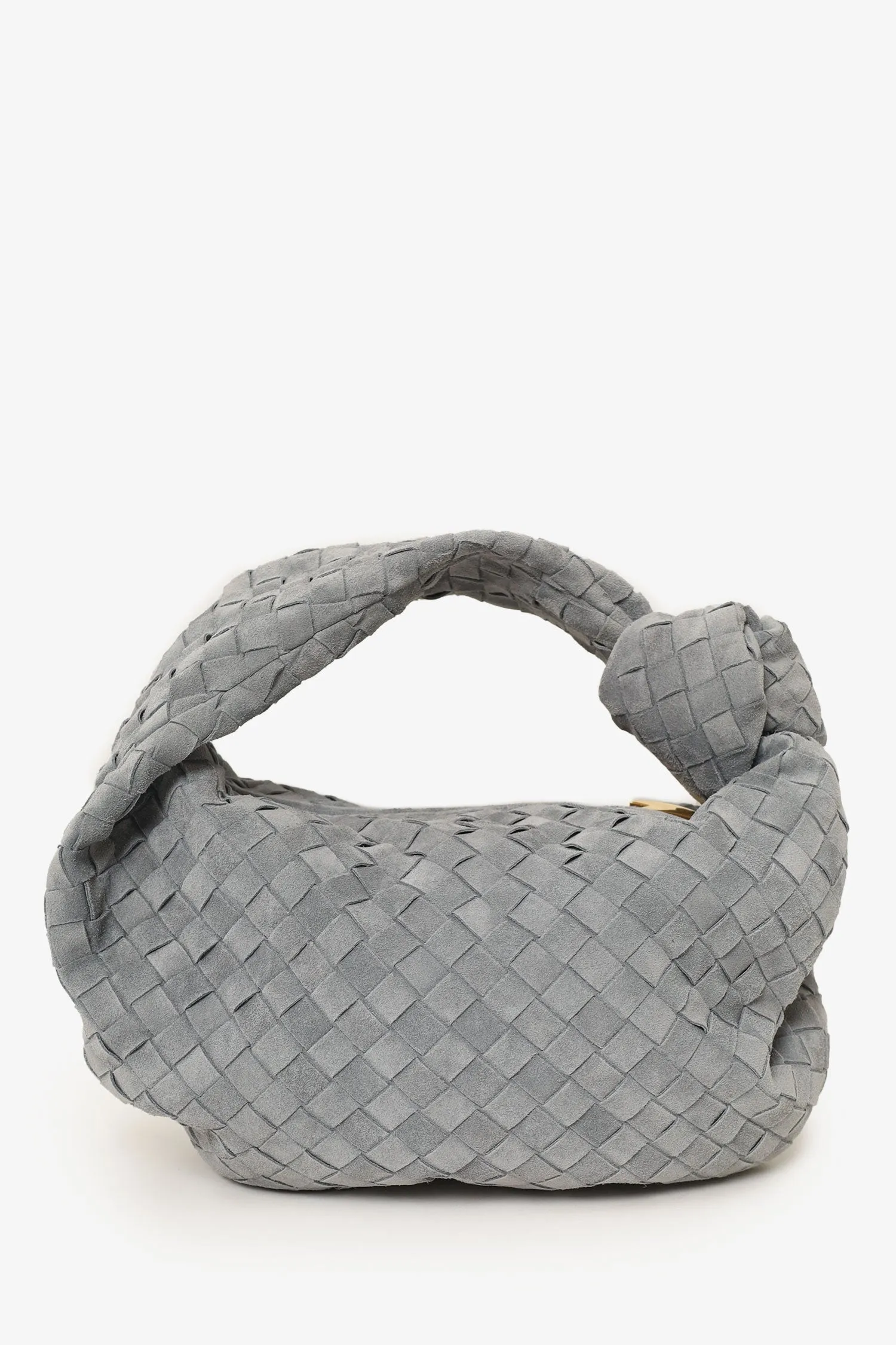 Bottega Veneta Grey Suede Intrecciato Leather Teen Jodie