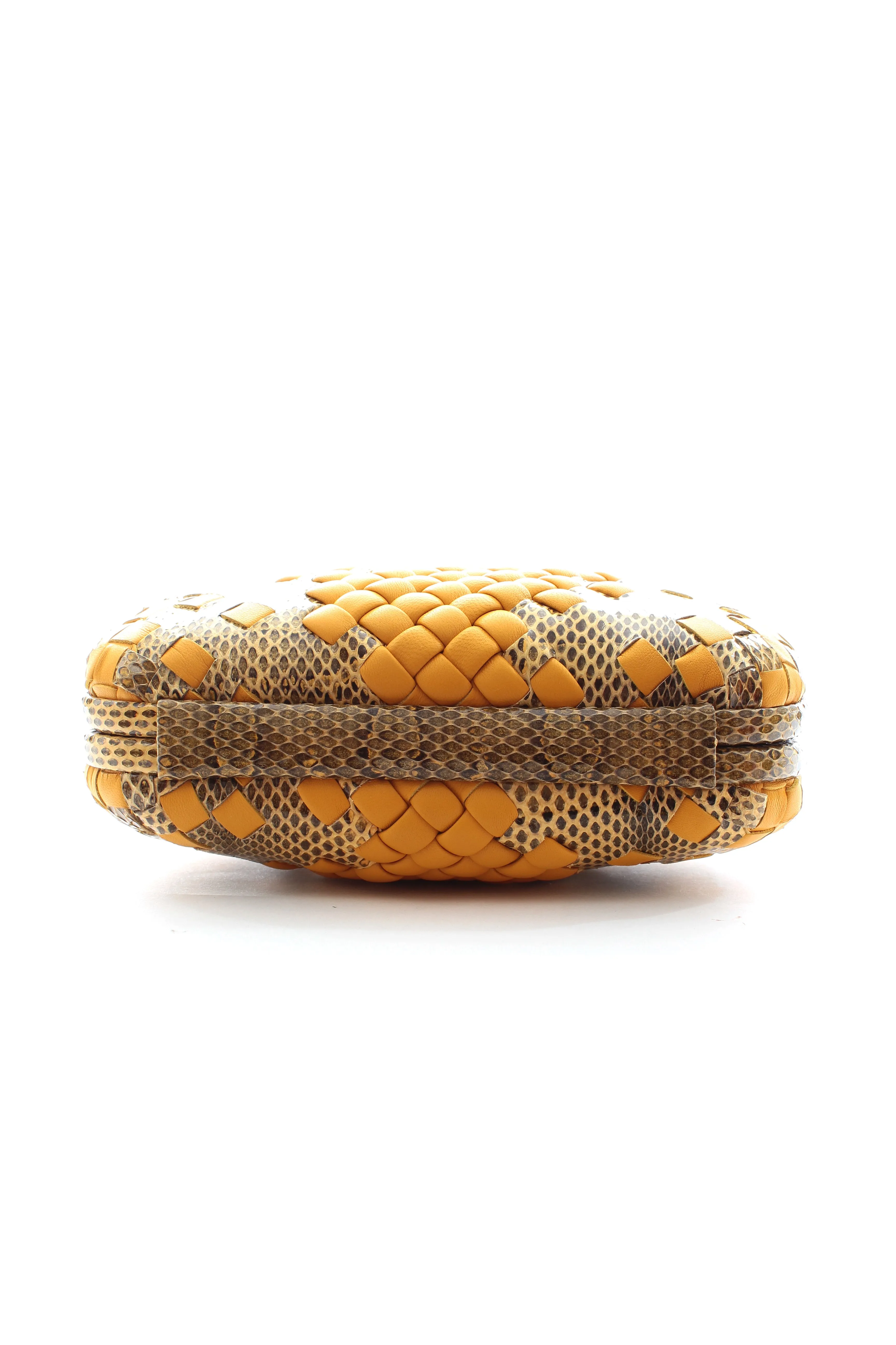 Bottega Veneta Intrecciato Python & Leather Clutch W/Chain