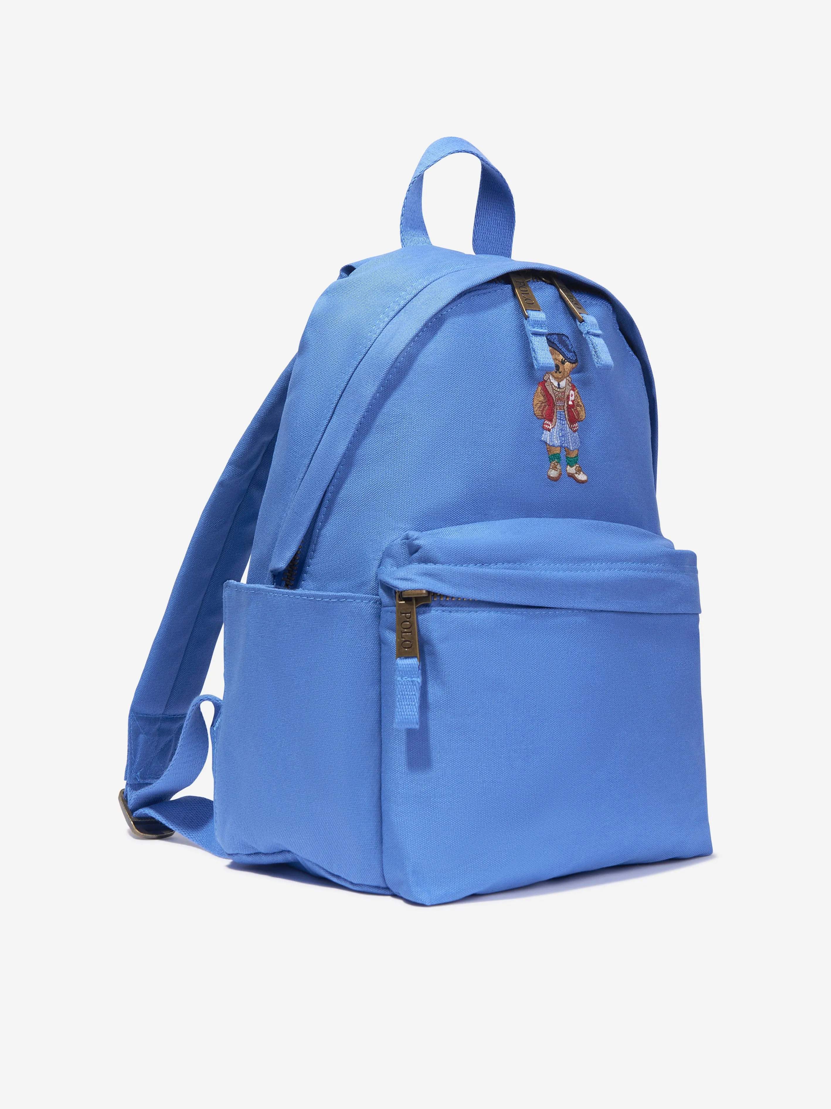 Boys Canvas Polo Bear Backpack in Blue (36cm)
