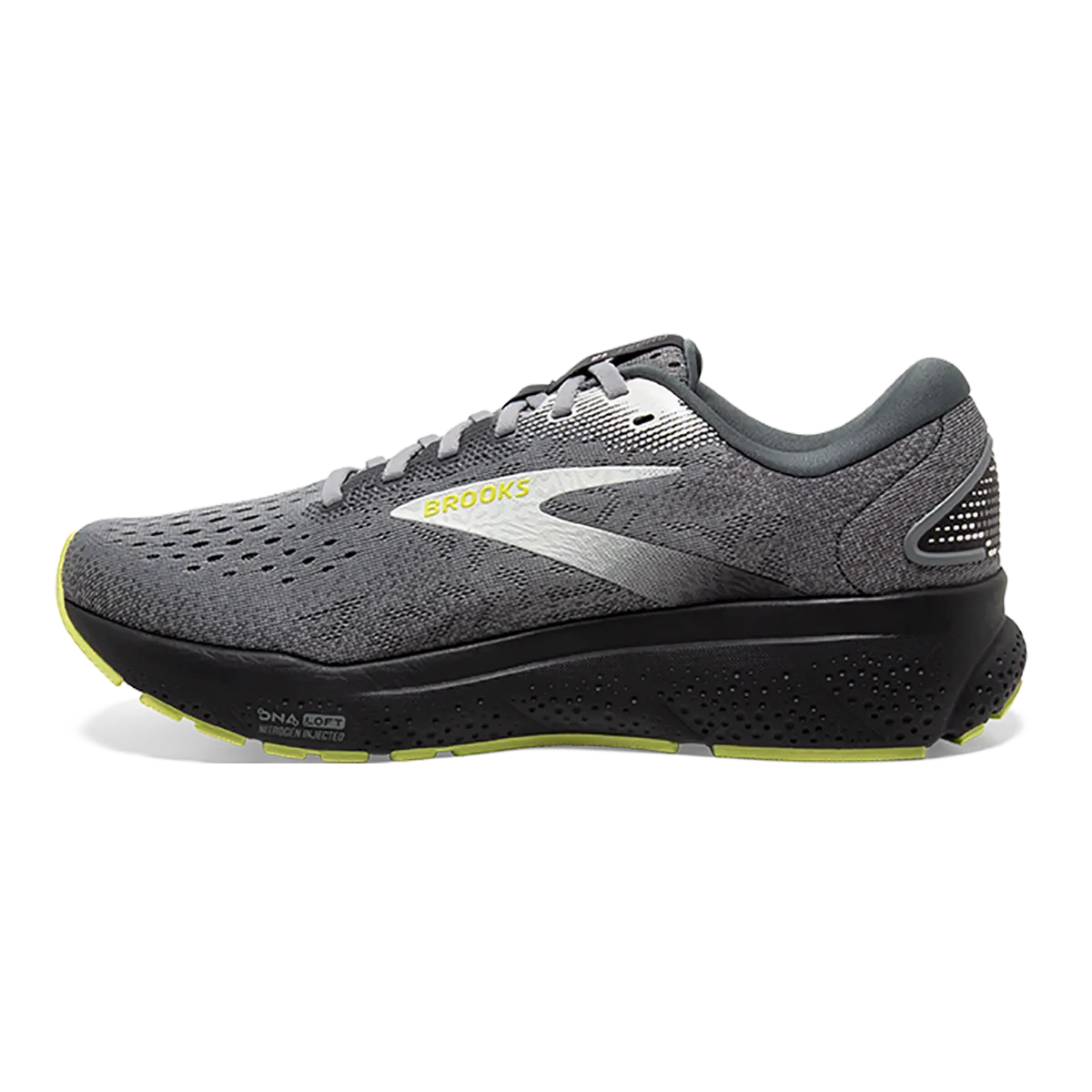 Brooks Ghost 16 - Apprêt - Gris - Citron vert