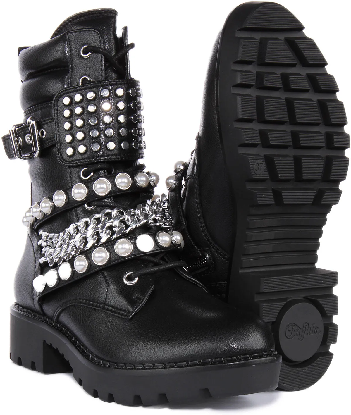 Bottes de combat Buffalo Wave Stud en noir