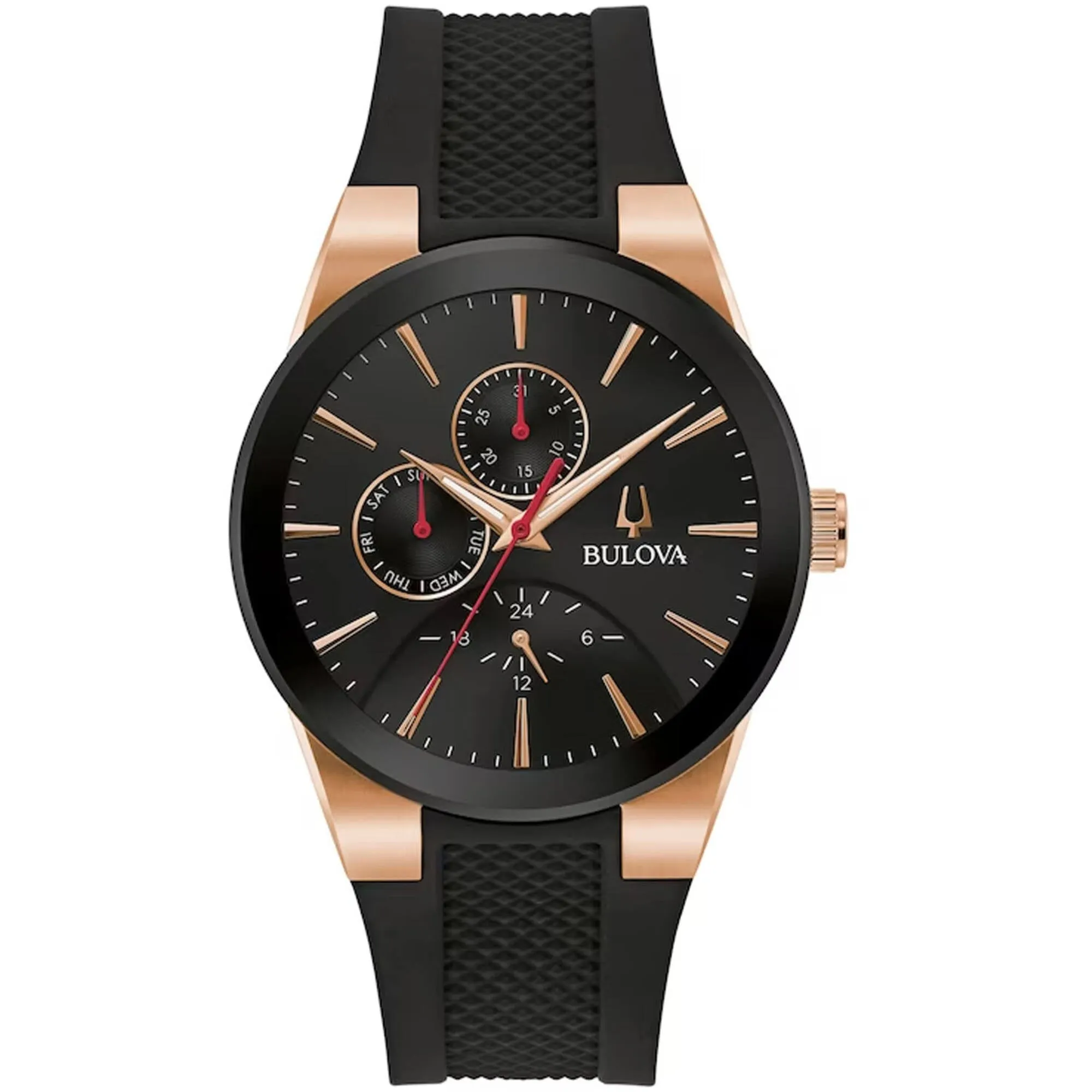 Bulova Men's Watch - Classic Quartz Chronograph Black Dial Rubber Strap | 97C112 