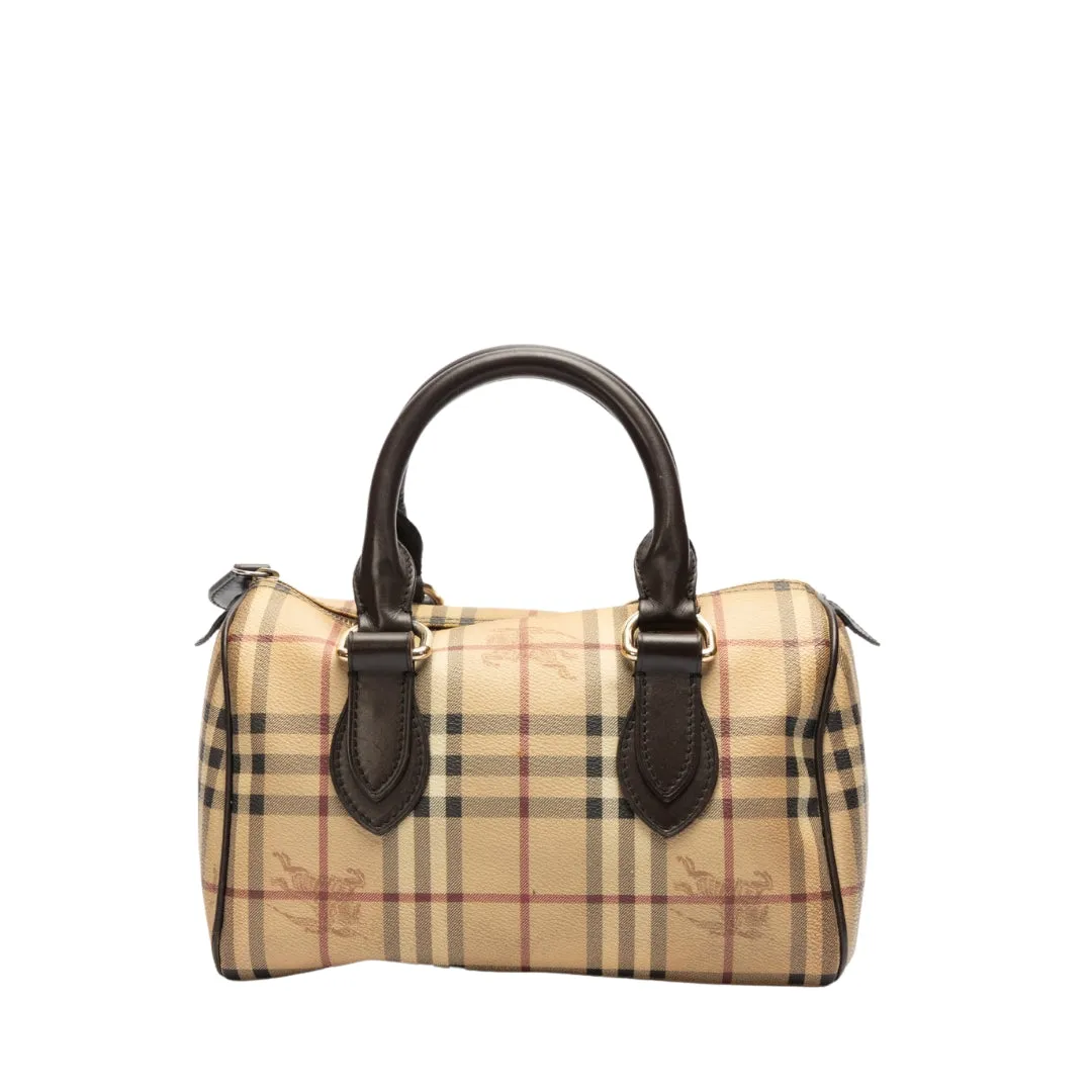 Burberry Haymarket Check PVC and Leather Boston Bag flash sale luggage