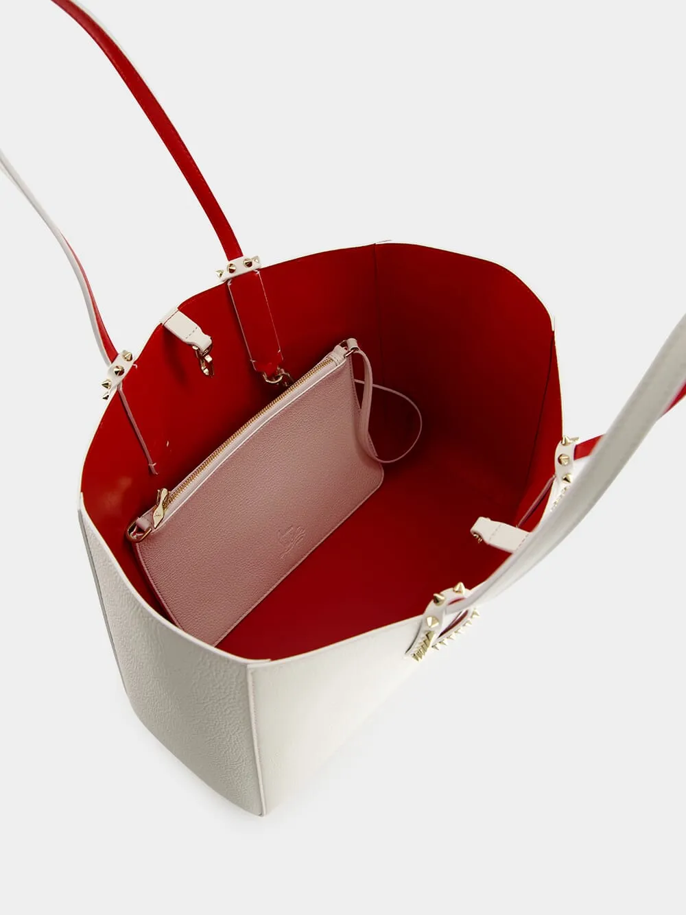 Cabata Small White Calf Leather Tote Bag