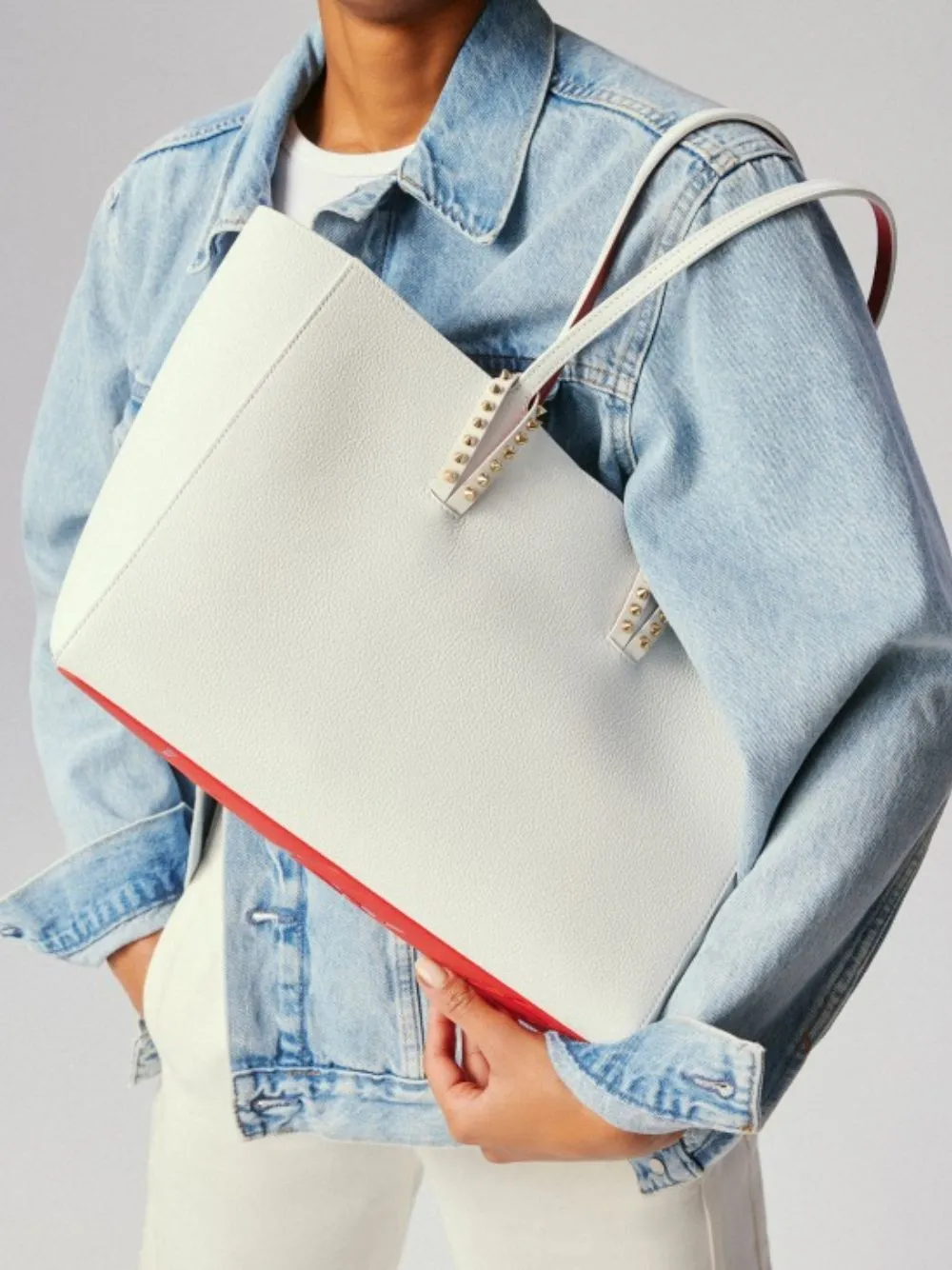 Cabata Small White Calf Leather Tote Bag