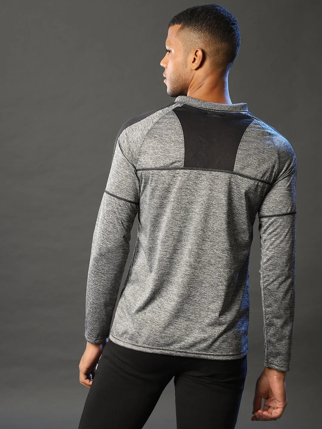 Campus Sutra Self Design Men Polo Neck Grey Sports T-Shirt