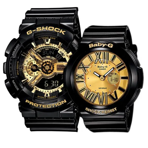 Casio Baby-G & G-Shock Couple Watches BGA160-1B / GA110GB-1A 