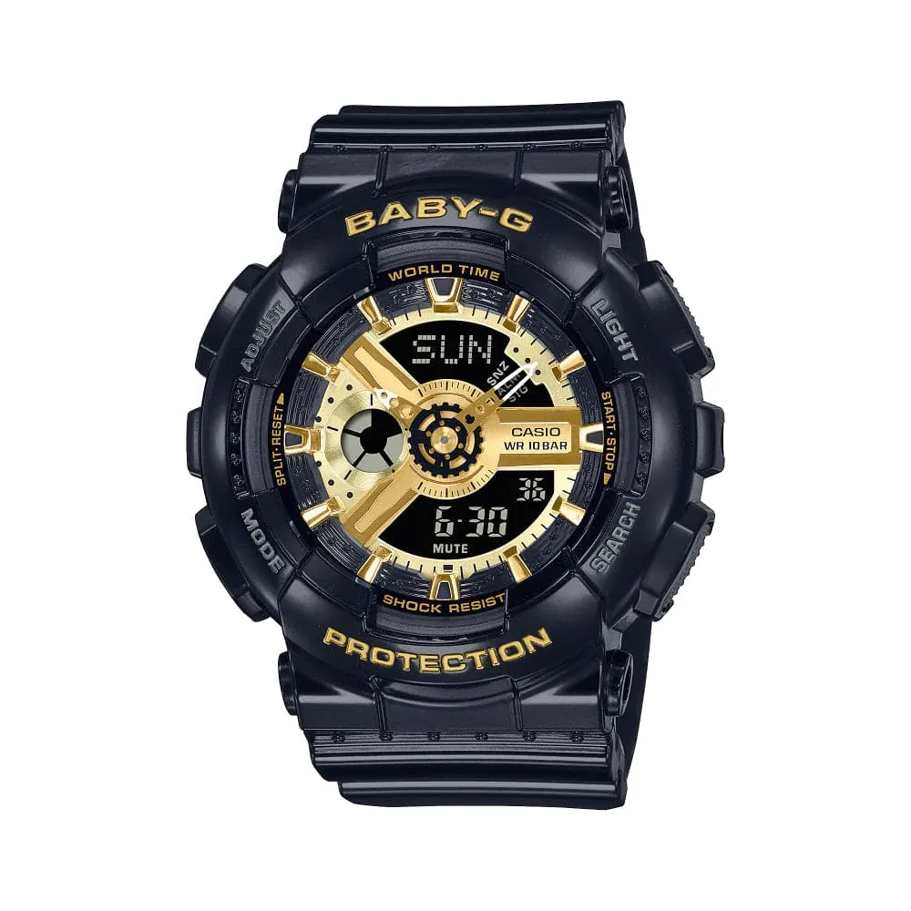 Casio Baby-G Digital-Analogue Black Resin Strap Women Watch BA-110X-1ADR-P 