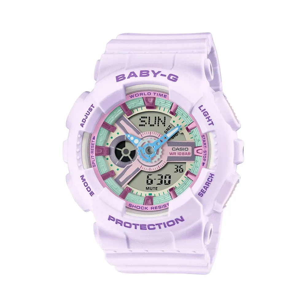 Casio Baby-G Digital-Analogue Purple Resin Strap Women Watch BA-110XPM-6ADR 