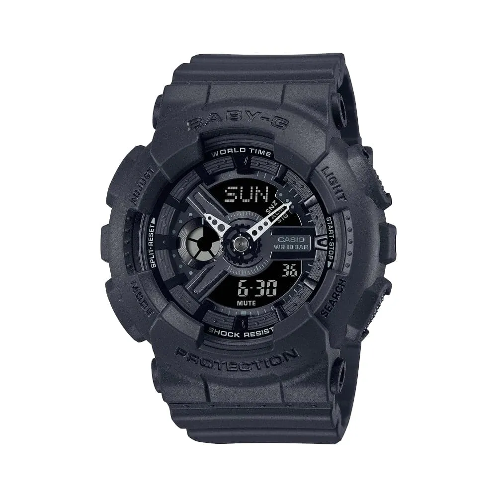 Casio Baby-G Digital-Analogue Quartz Black Resin Strap Women Watch BA-110XBC-1ADR 