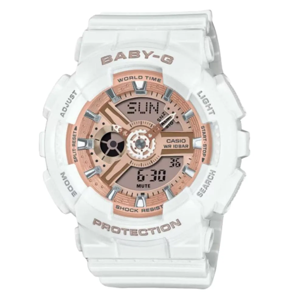 Casio Baby-G Digital-Analogue White Resin Strap Women Watch BA-110X-7A1DR 