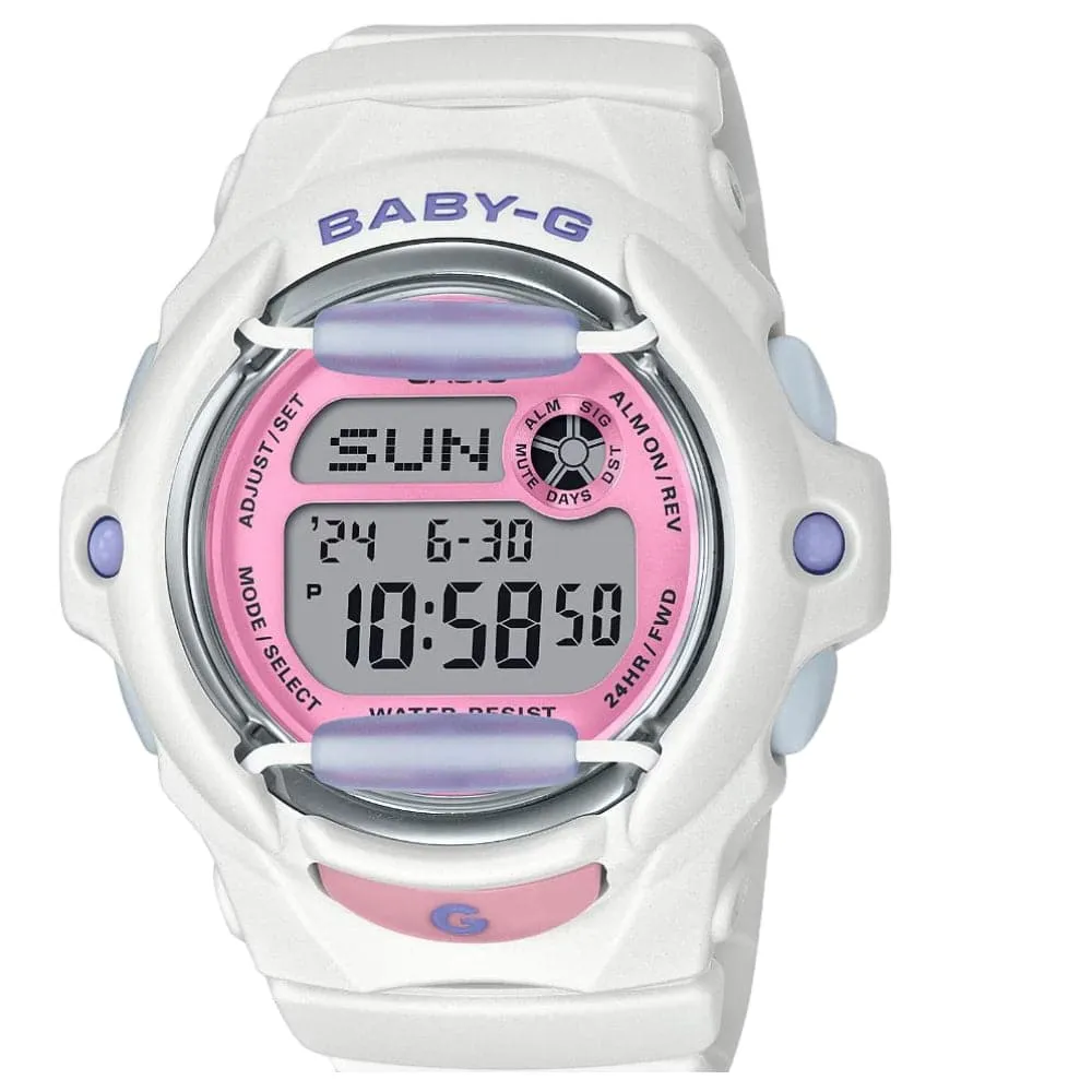 Casio Baby-G Digital White Resin Strap Women Watch BG-169PB-7DR 