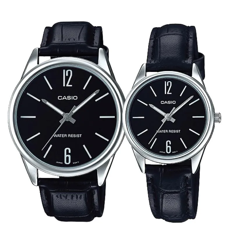 Casio Couple Leather Watch LTPV005L-1B MTPV005L-1B 