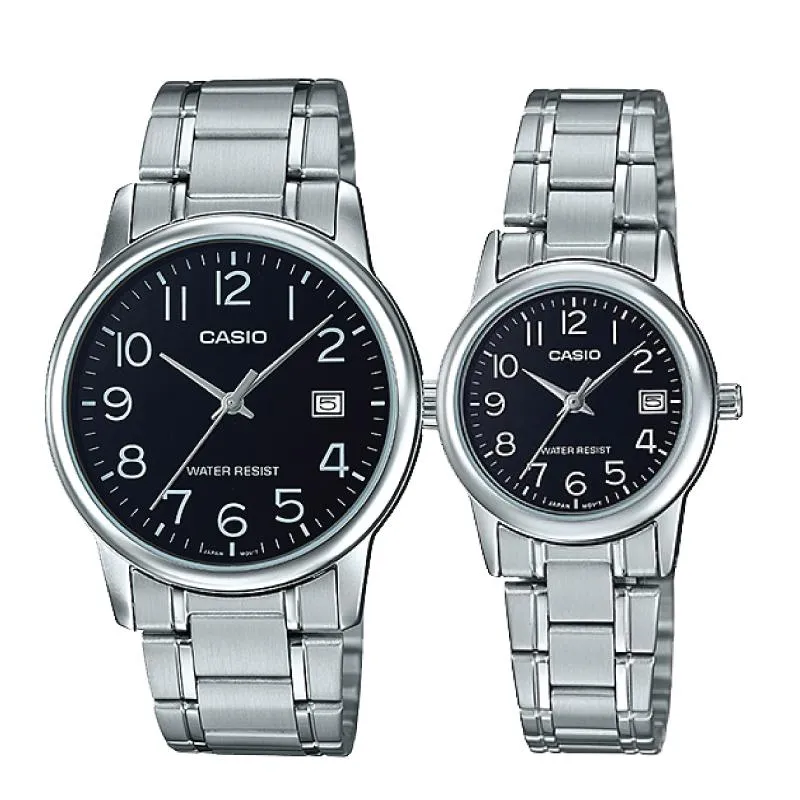 Casio Couple Stainless Steel Watch LTPV002D-1B MTPV002D-1B 