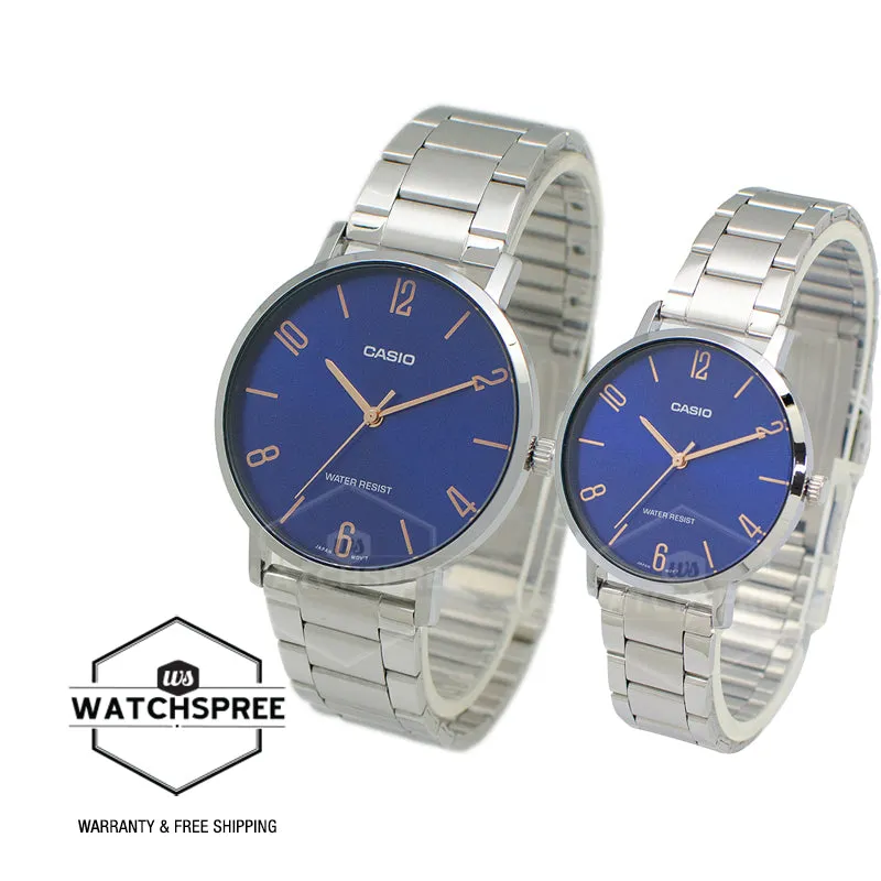 Casio Couple Stainless Steel Watch LTPVT01D-2B2 MTPVT01D-2B2 [Couple Watch Set] 