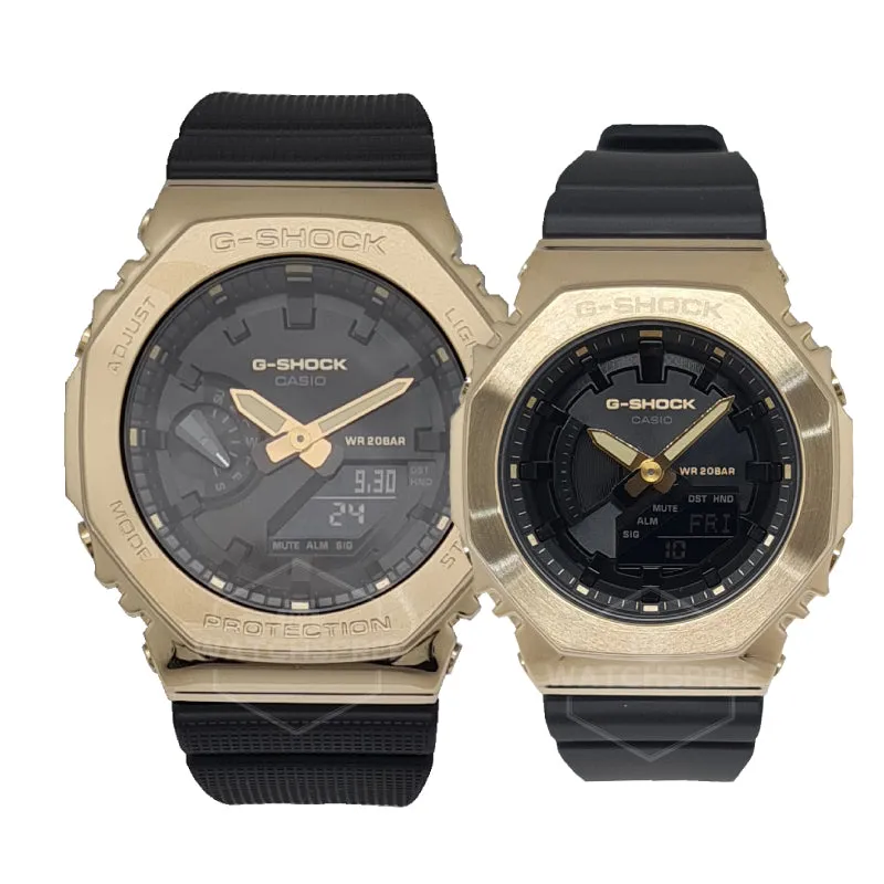 Casio G-Shock & G-Shock for Ladies Metal-Clad Couple Watches GMS2100GB-1A / GM2100G-1A9 [Couple Watch Set] 