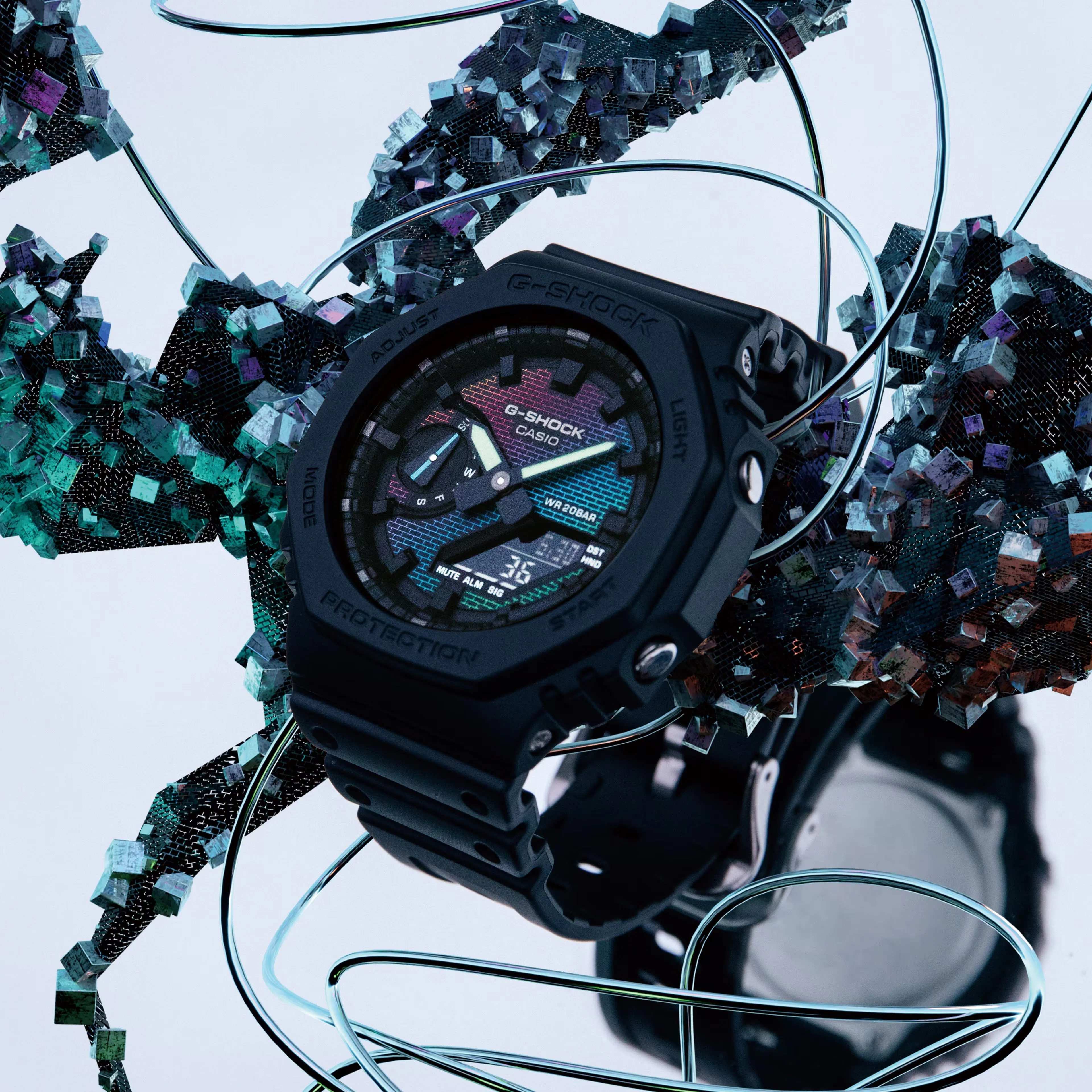 Casio G-SHOCK Ana/Digi RAINBOW BRICK Mens Watch GA2100RW-1A