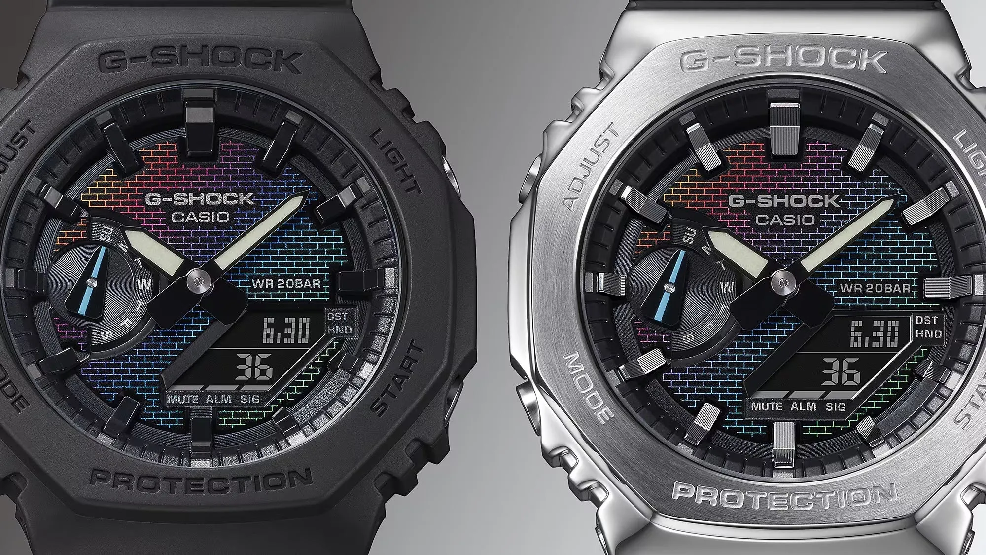 Casio G-SHOCK Ana/Digi RAINBOW BRICK Mens Watch GA2100RW-1A