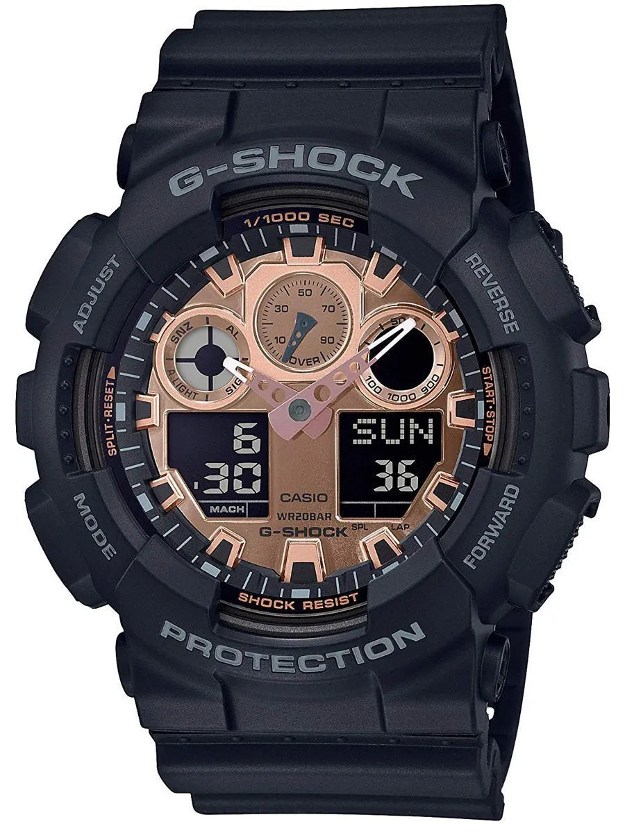 Casio G-Shock BLACK & ROSE GOLD EDITION Mens Watch GA-100MMC-1A
