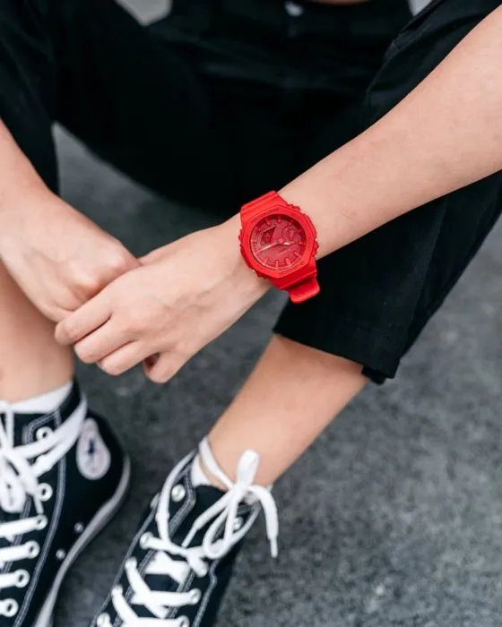 CASIO G-Shock Quartz Resin Strap Red Unisex Watch GA-2100-4AER