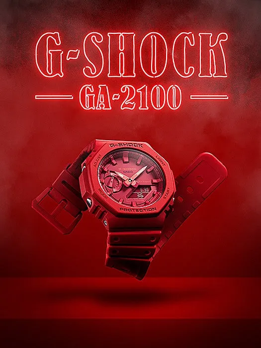 CASIO G-Shock Quartz Resin Strap Red Unisex Watch GA-2100-4AER