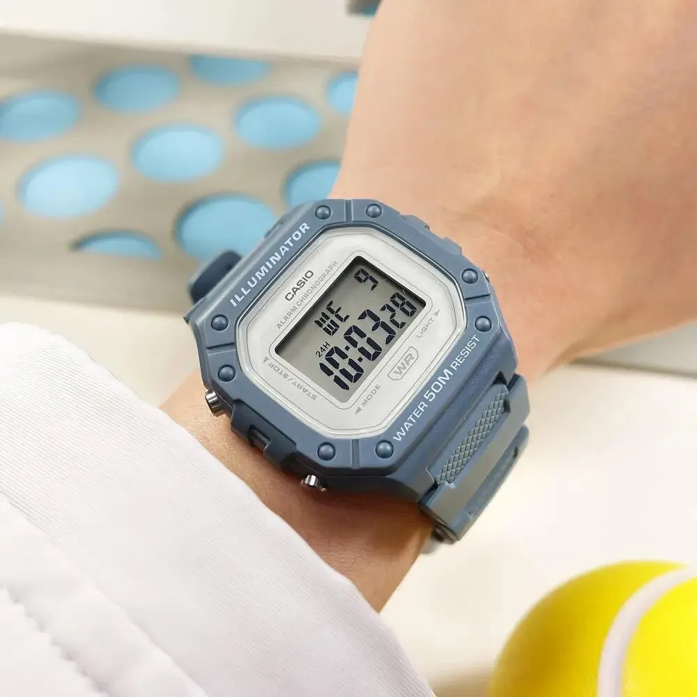 CASIO POP Quartz Resin Strap Blue Unisex Watch W-218HC-2AVEF