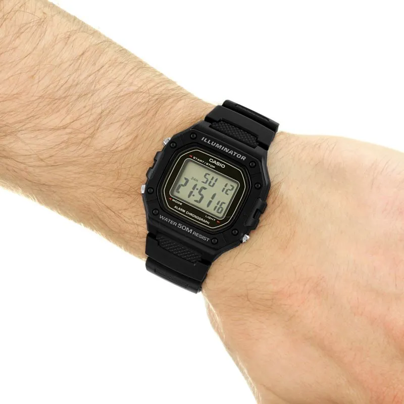 CASIO Quartz Resin Strap Black Unisex Watch W-218H-1AVEF