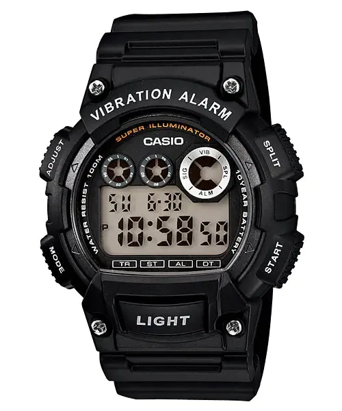 Casio Super Illuminator Black Resin Band Watch W735H-1A 