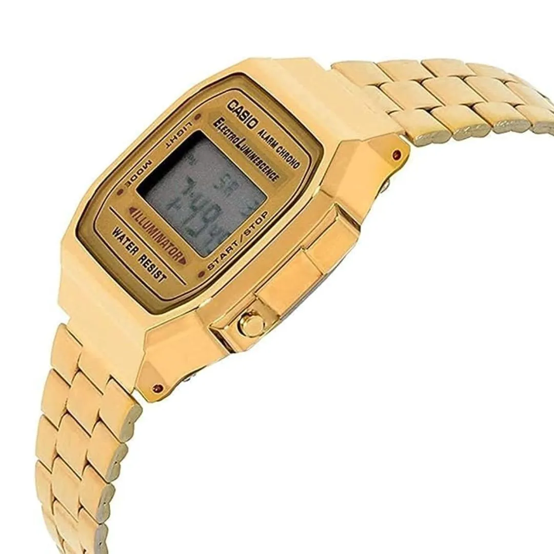 CASIO Unisex Multi-Function Gold-Tone Base Metal Bracelet Watch A-168WG-9WDF