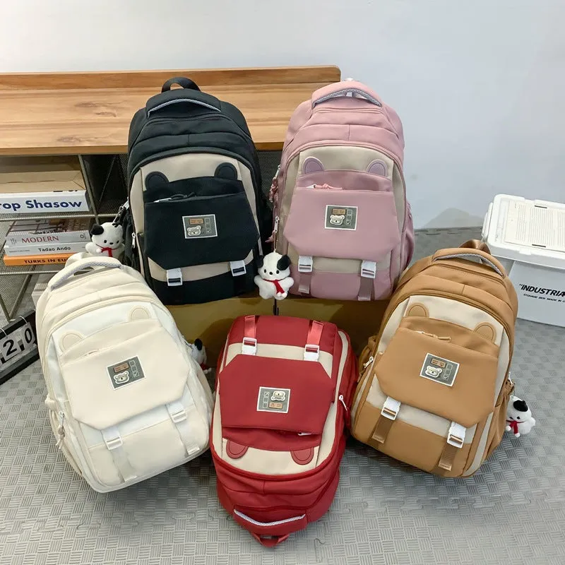 Casual contrast color lightening large capacity backpack 